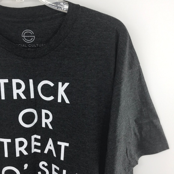 NEW Social Culture Graphic Tee Gray Shirt Size XL Trick Or Treat Unisex - Picture 2 of 10